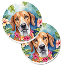 American Foxhound Luau Car Coasters – Set of 2 - Absorbent Stone with Fun & Functional Artwork