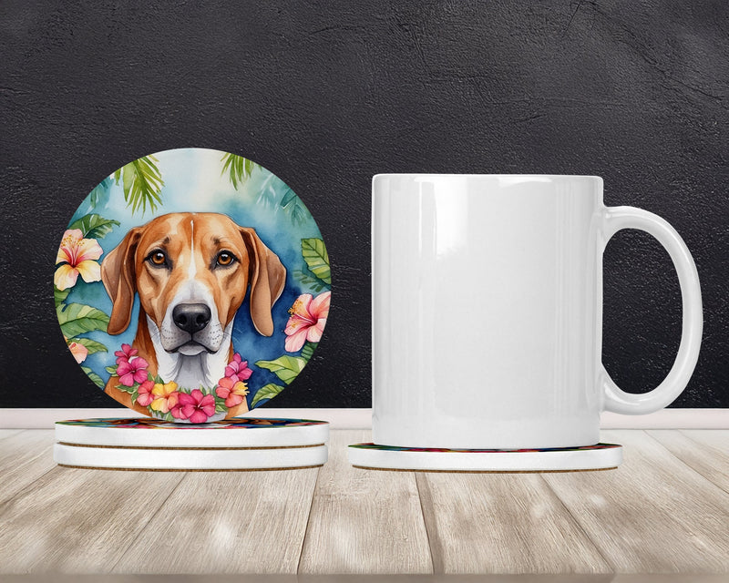 American Foxhound Luau Large Sandstone Coasters Pack of 4