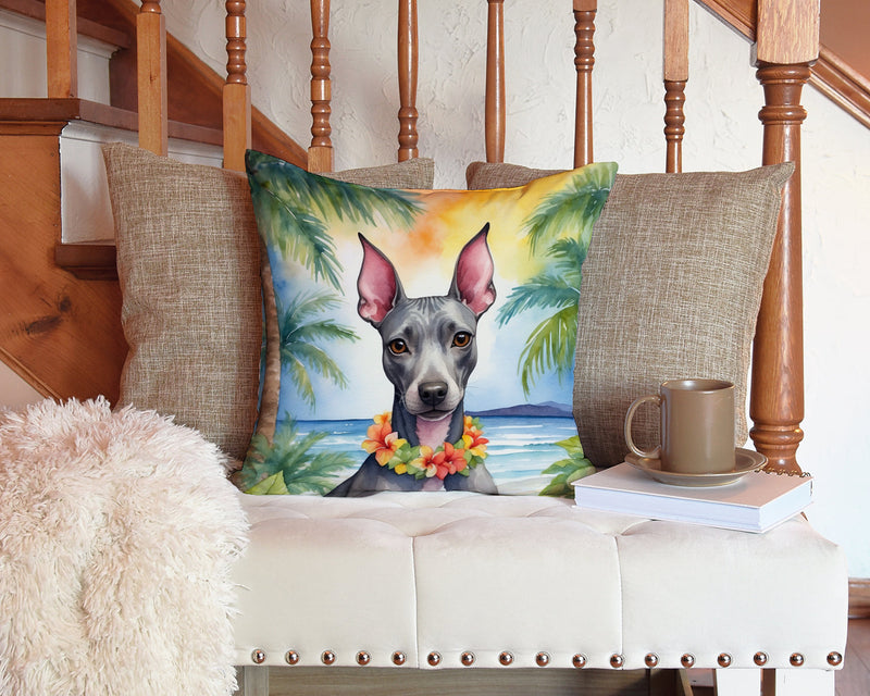 American Hairless Terrier Luau Throw Pillow - 14x14 Decorative Pillow – Art for Your Home & Patio