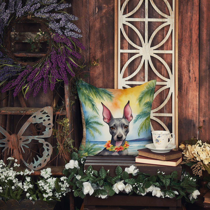 American Hairless Terrier Luau Throw Pillow - 14x14 Decorative Pillow – Art for Your Home & Patio