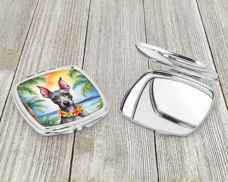 American Hairless Terrier Luau Compact Mirror – Stylish Purse Mirror with Artistic Covers