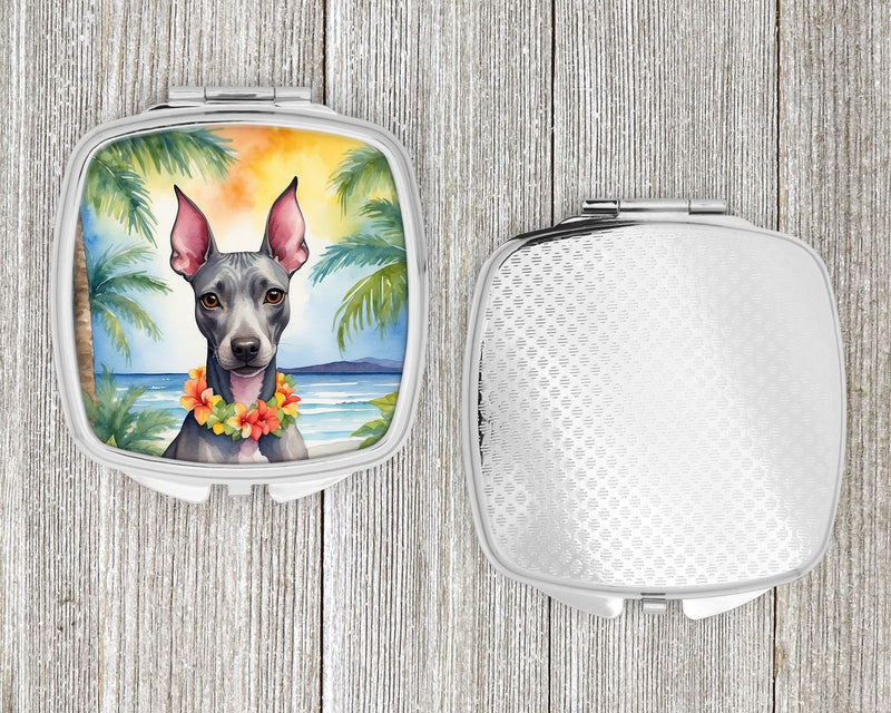 American Hairless Terrier Luau Compact Mirror – Stylish Purse Mirror with Artistic Covers