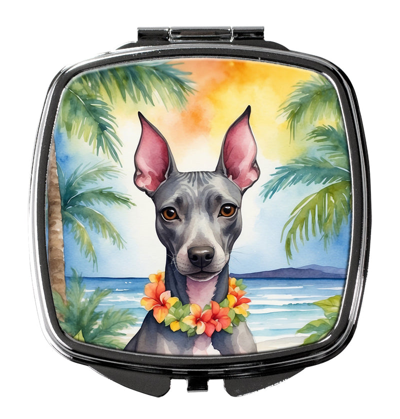 American Hairless Terrier Luau Compact Mirror – Stylish Purse Mirror with Artistic Covers