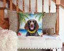 American Water Spaniel Luau Throw Pillow - 14x14 Decorative Pillow – Art for Your Home & Patio