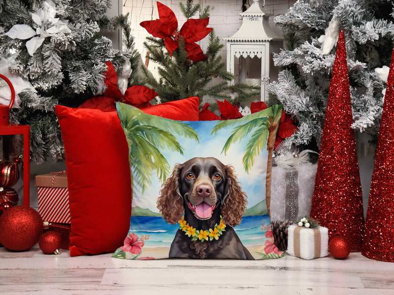 American Water Spaniel Luau Throw Pillow - 14x14 Decorative Pillow – Art for Your Home & Patio