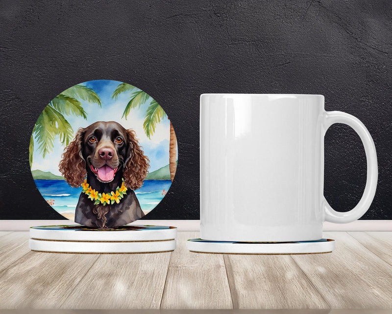 American Water Spaniel Luau Large Sandstone Coasters Pack of 4