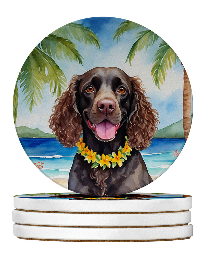 American Water Spaniel Luau Large Sandstone Coasters Pack of 4