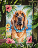 Bloodhound Luau Garden Flag – Tropical Dog Decor with Hibiscus & Palm Leaves