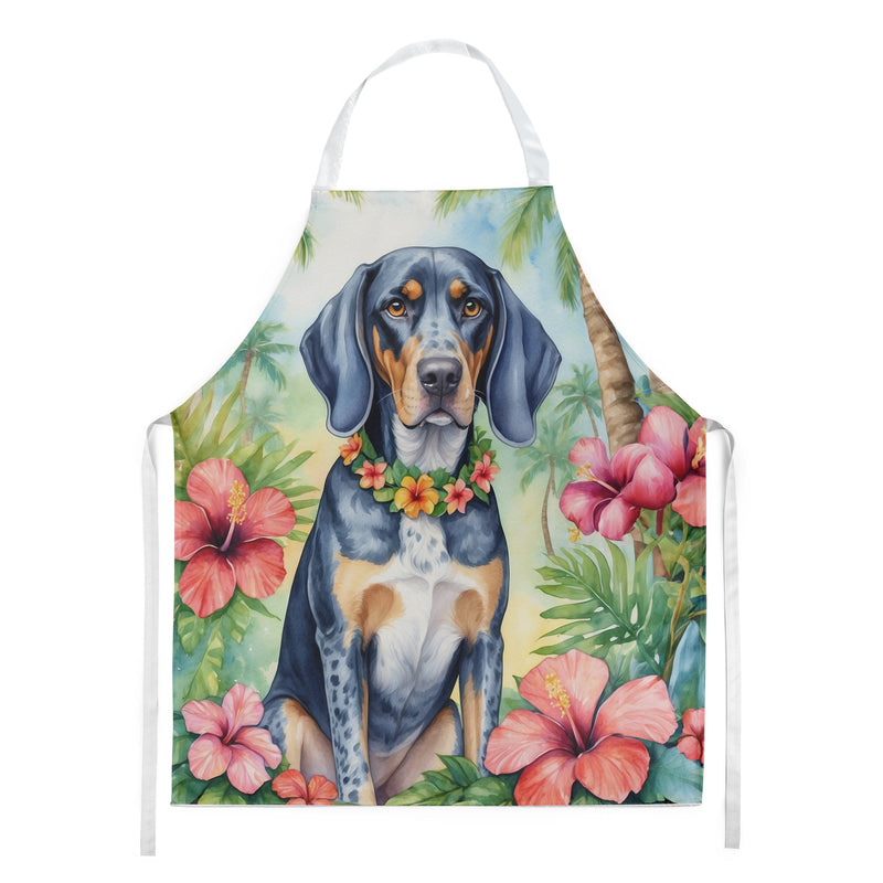 Bluetick Coonhound Luau Apron – Artist-Designed Kitchen, BBQ & Craft Apron