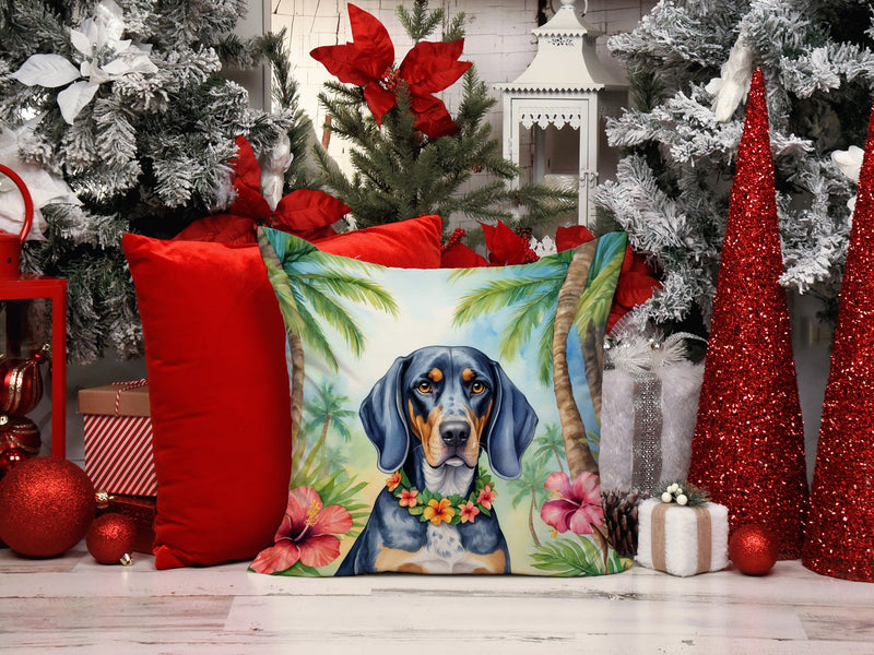 Bluetick Coonhound Luau Throw Pillow - 14x14 Decorative Pillow – Art for Your Home & Patio