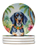 Bluetick Coonhound Luau Large Sandstone Coasters Pack of 4