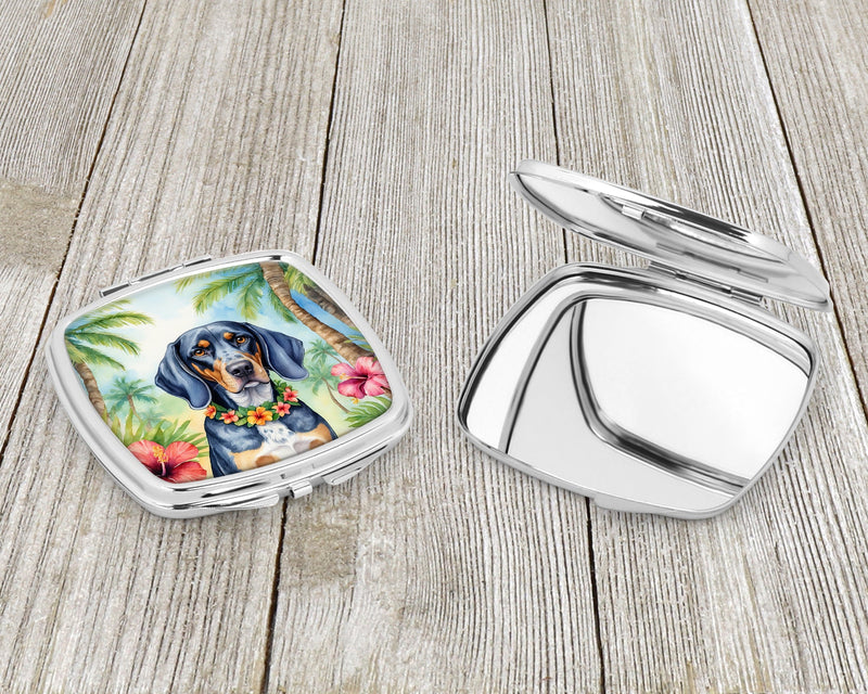 Bluetick Coonhound Luau Compact Mirror – Stylish Purse Mirror with Artistic Covers