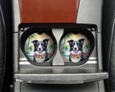 Border Collie Luau Car Coasters – Set of 2 - Absorbent Stone with Fun & Functional Artwork