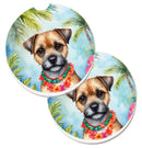 Border Terrier Luau Car Coasters – Set of 2 - Absorbent Stone with Fun & Functional Artwork