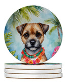 Border Terrier Luau Large Sandstone Coasters Pack of 4
