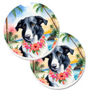 Borzoi Luau Car Coasters – Set of 2 - Absorbent Stone with Fun & Functional Artwork