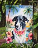 Borzoi Luau Garden Flag – Tropical Dog Decor with Hibiscus & Palm Leaves