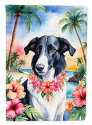 Borzoi Luau Garden Flag – Tropical Dog Decor with Hibiscus & Palm Leaves