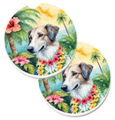 Borzoi Luau Car Coasters – Set of 2 - Absorbent Stone with Fun & Functional Artwork