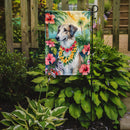 Borzoi Luau Garden Flag – Tropical Dog Decor with Hibiscus & Palm Leaves