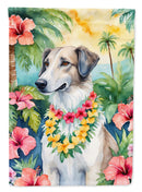 Borzoi Luau Garden Flag – Tropical Dog Decor with Hibiscus & Palm Leaves