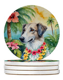 Borzoi Luau Large Sandstone Coasters Pack of 4