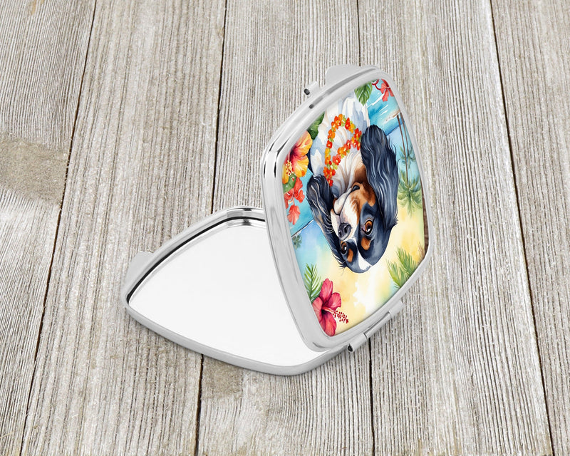 Cavalier Spaniel Luau Compact Mirror – Stylish Purse Mirror with Artistic Covers