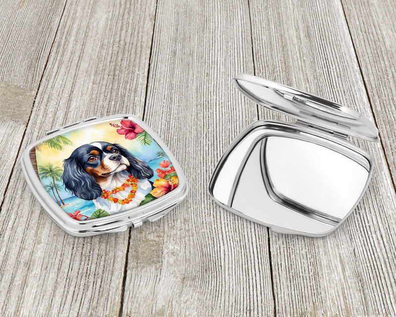 Cavalier Spaniel Luau Compact Mirror – Stylish Purse Mirror with Artistic Covers