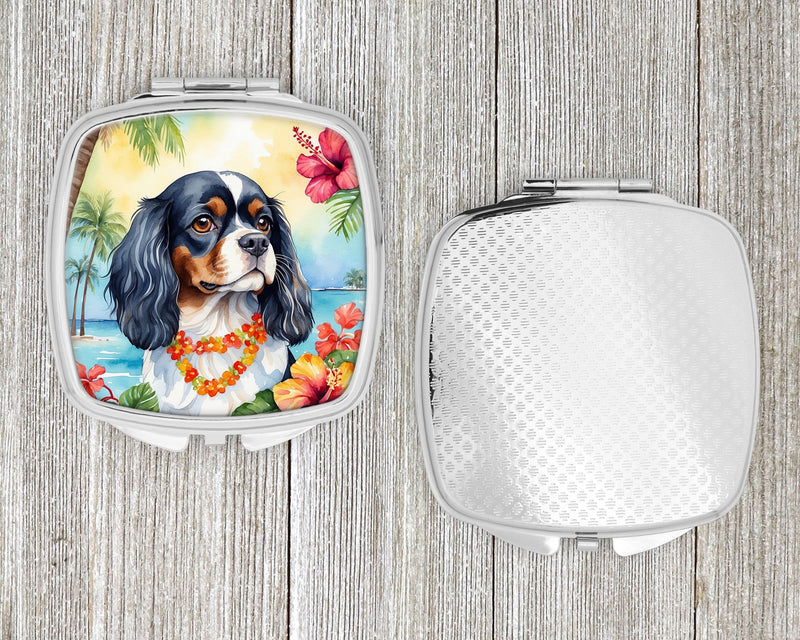 Cavalier Spaniel Luau Compact Mirror – Stylish Purse Mirror with Artistic Covers