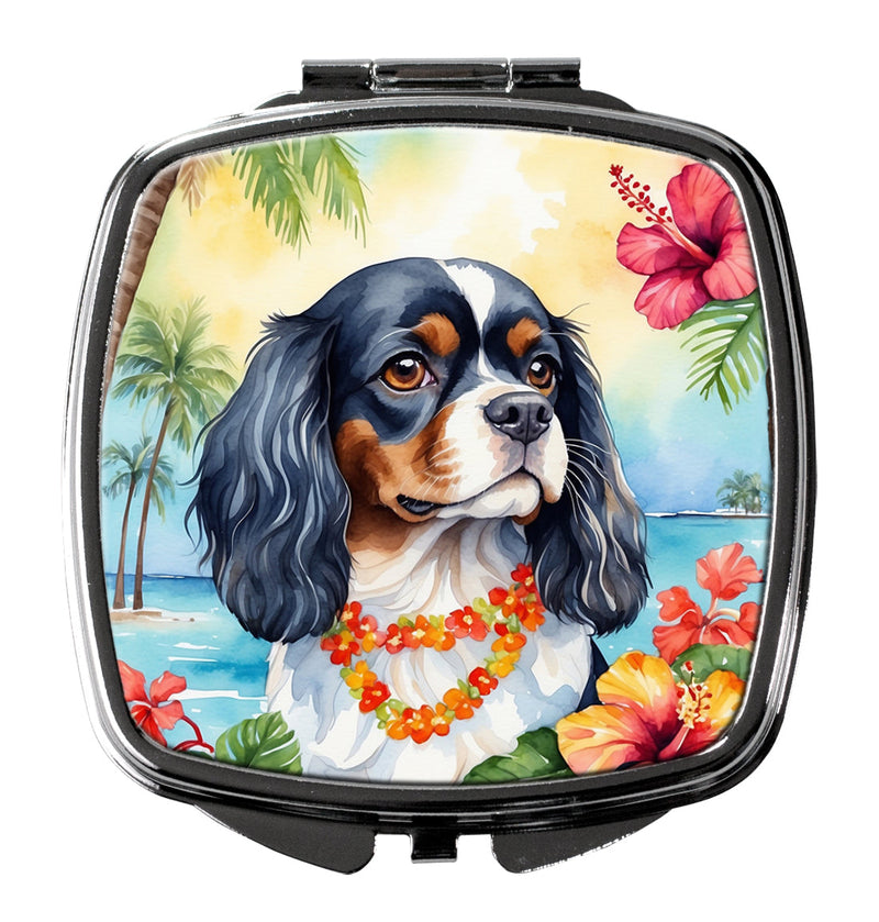 Cavalier Spaniel Luau Compact Mirror – Stylish Purse Mirror with Artistic Covers