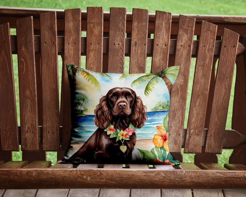 Cocker Spaniel Luau Throw Pillow - 14x14 Decorative Pillow – Art for Your Home & Patio