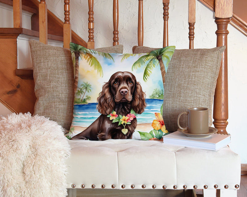 Cocker Spaniel Luau Throw Pillow - 14x14 Decorative Pillow – Art for Your Home & Patio