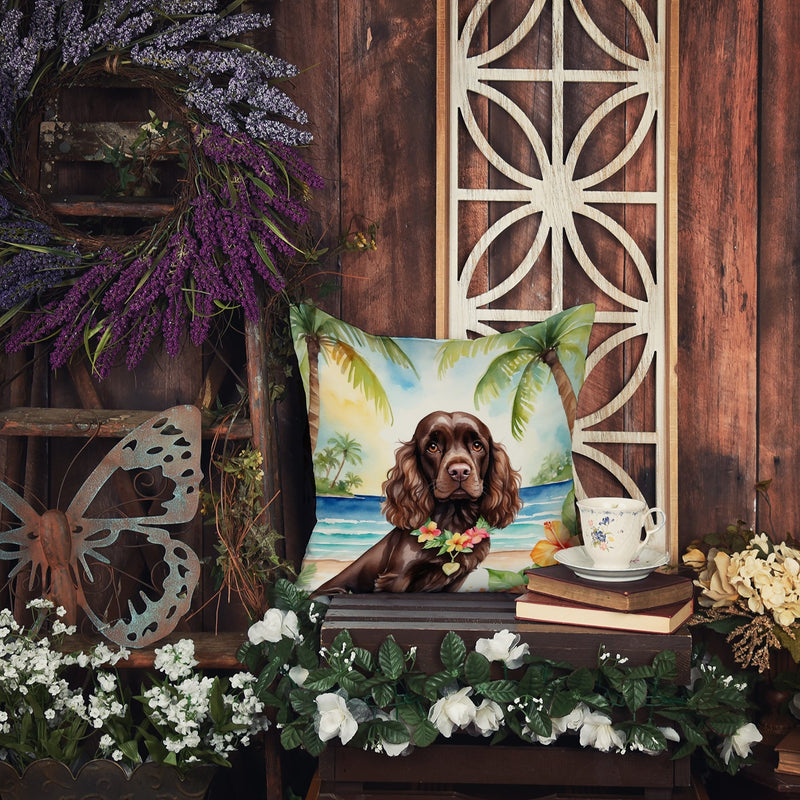 Cocker Spaniel Luau Throw Pillow - 14x14 Decorative Pillow – Art for Your Home & Patio