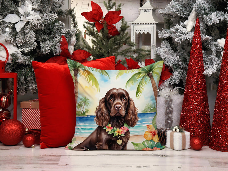 Cocker Spaniel Luau Throw Pillow - 14x14 Decorative Pillow – Art for Your Home & Patio
