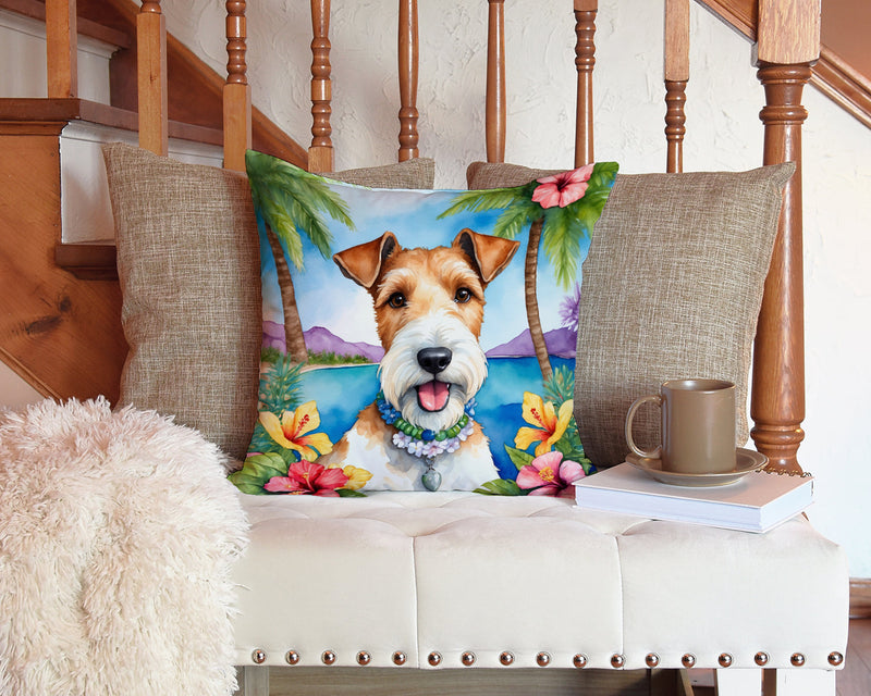 Fox Terrier Luau Throw Pillow - 14x14 Decorative Pillow – Art for Your Home & Patio