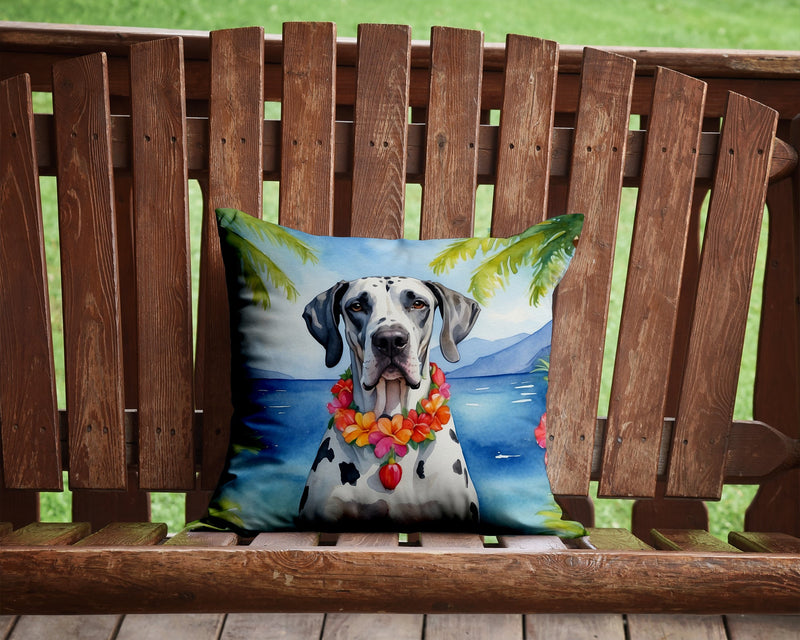 Great Dane Luau Throw Pillow - 14x14 Decorative Pillow – Art for Your Home & Patio