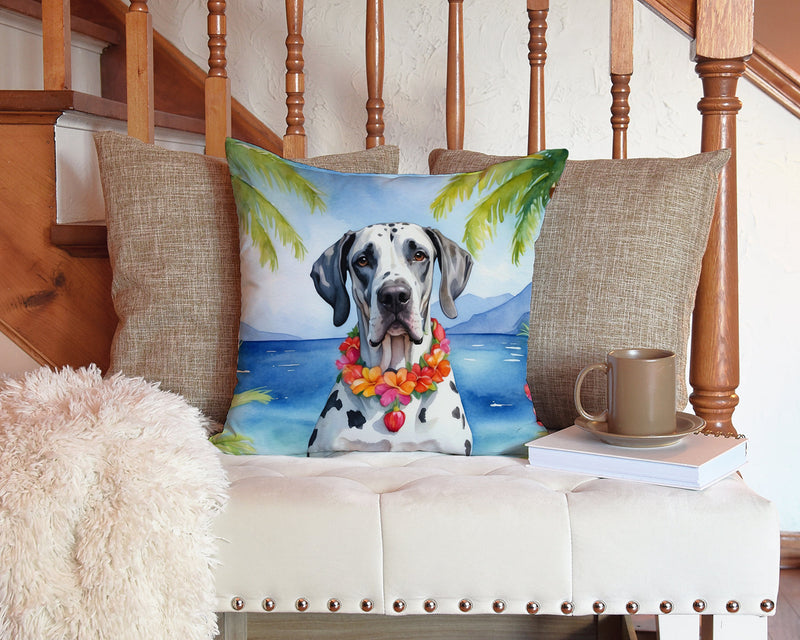 Great Dane Luau Throw Pillow - 14x14 Decorative Pillow – Art for Your Home & Patio