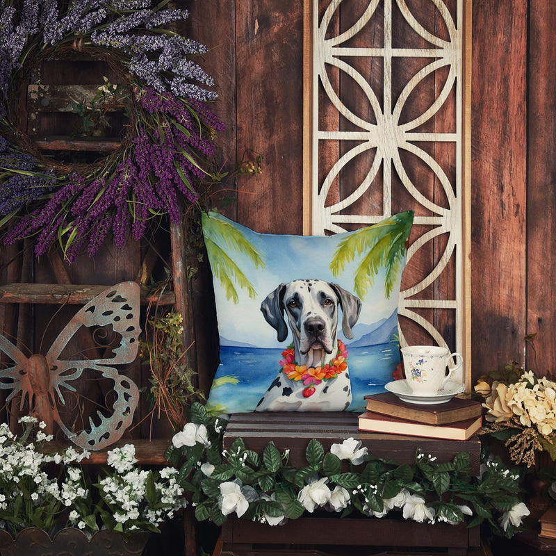 Great Dane Luau Throw Pillow - 14x14 Decorative Pillow – Art for Your Home & Patio