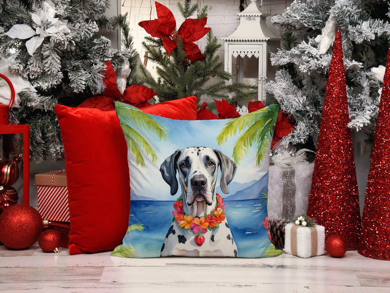 Great Dane Luau Throw Pillow - 14x14 Decorative Pillow – Art for Your Home & Patio