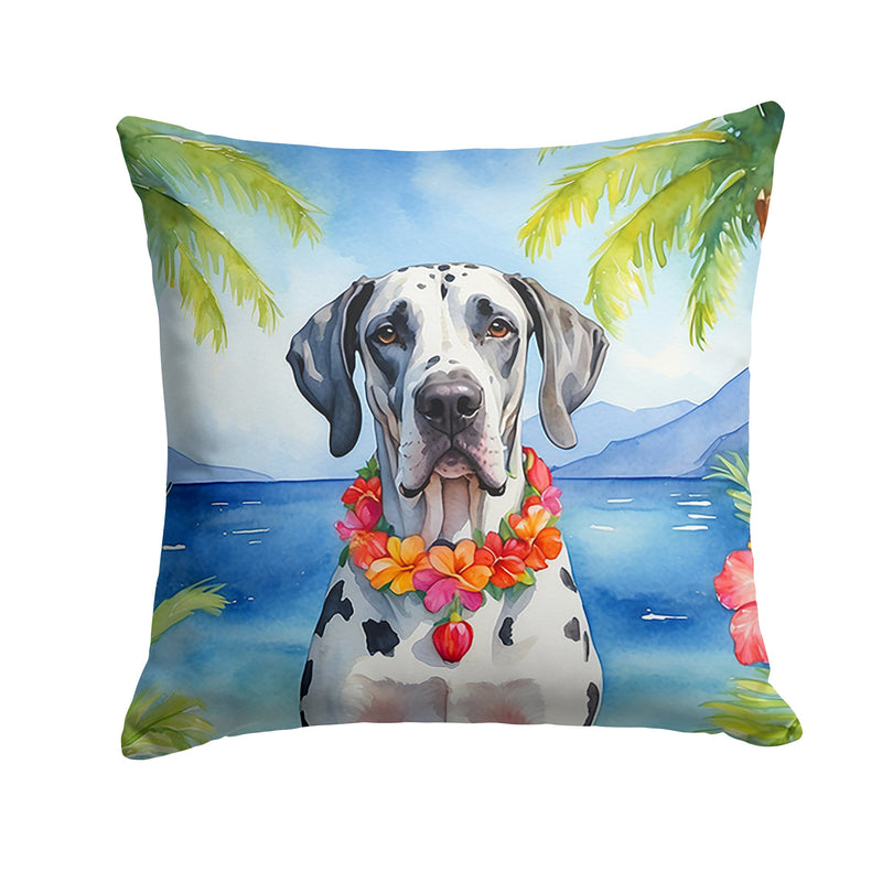 Great Dane Luau Throw Pillow - 14x14 Decorative Pillow – Art for Your Home & Patio