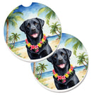 Black Labrador Retriever Luau Car Coasters – Set of 2 - Absorbent Stone with Fun & Functional Artwork