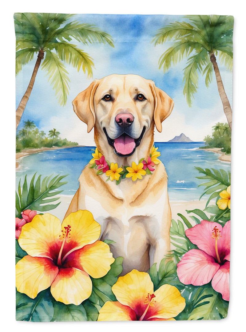 Yellow Labrador Retriever Luau House Flag