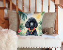 Black Poodle Luau Throw Pillow - 14x14 Decorative Pillow – Art for Your Home & Patio