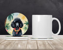 Black Poodle Luau Large Sandstone Coasters Pack of 4