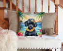 Black Poodle Luau Throw Pillow - 14x14 Decorative Pillow – Art for Your Home & Patio