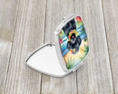 Black Poodle Luau Compact Mirror – Stylish Purse Mirror with Artistic Covers