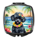 Black Poodle Luau Compact Mirror – Stylish Purse Mirror with Artistic Covers