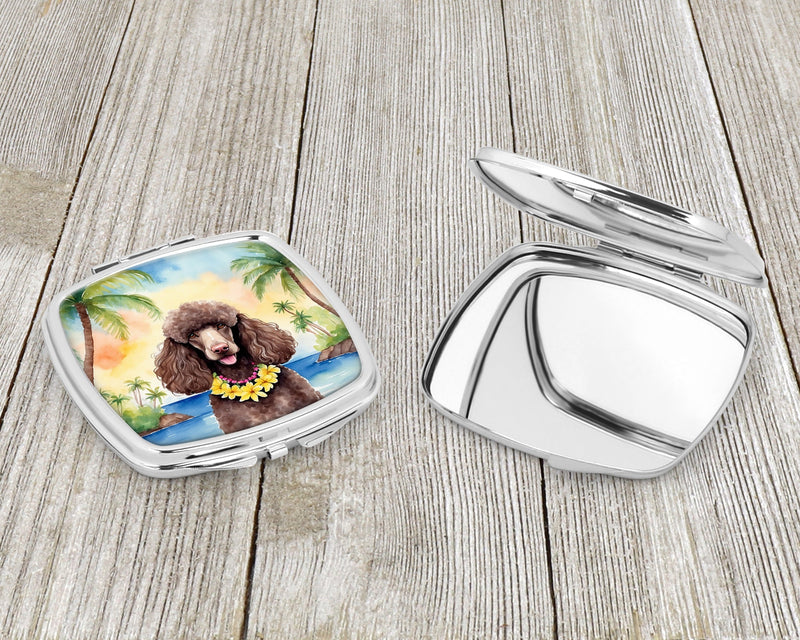 Chocolate Poodle Luau Compact Mirror – Stylish Purse Mirror with Artistic Covers