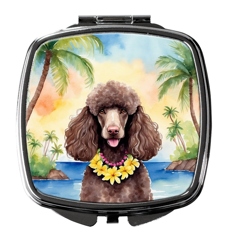 Chocolate Poodle Luau Compact Mirror – Stylish Purse Mirror with Artistic Covers