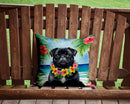 Black Pug Luau Throw Pillow - 14x14 Decorative Pillow – Art for Your Home & Patio